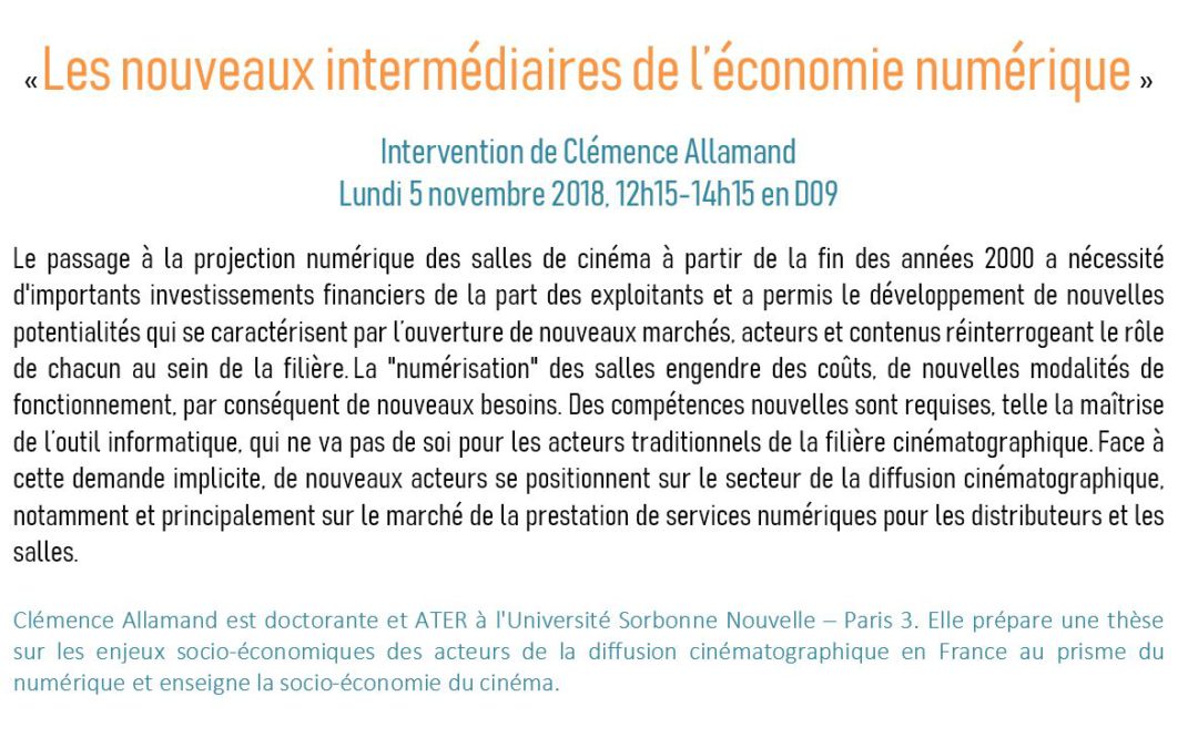 Intervention de Clémence Allamand « Les nouveaux intermédiaires de l’économie numérique »