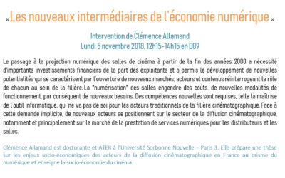 Intervention de Clémence Allamand « Les nouveaux intermédiaires de l’économie numérique »