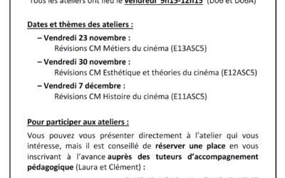 Ateliers pédagogiques : révision des CM L1