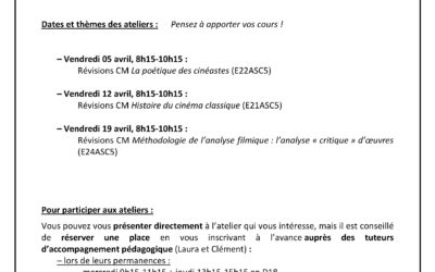 Ateliers pédagogiques : révision des CM L1