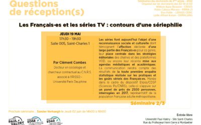 Clément Combes invité du séminaire « Questions de réception(s) » le jeudi 19 mai à 17h30 sur le site Saint-Charles 1